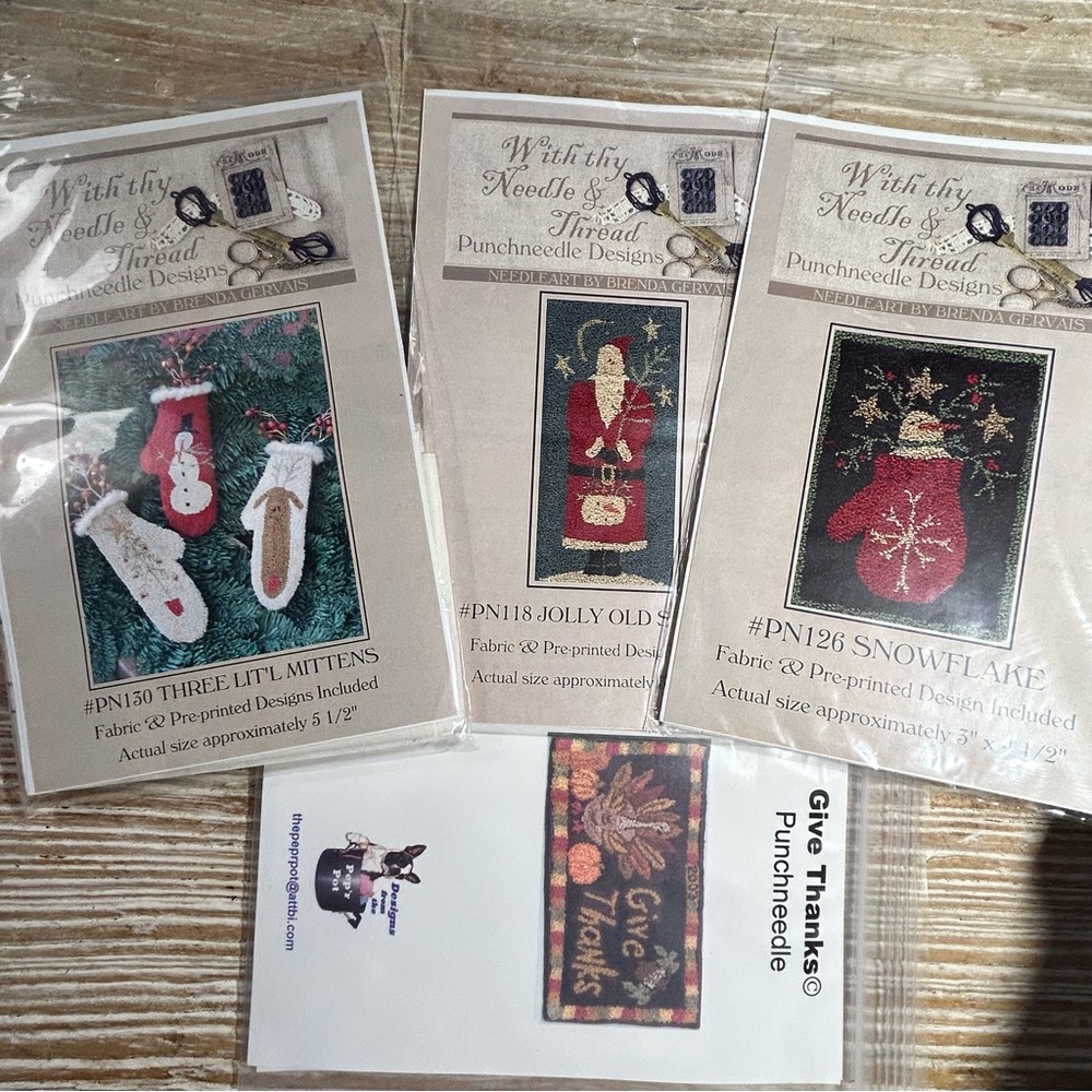 Bundle of 3 With thy needle and thread  punchneedle Christmas designs New & more